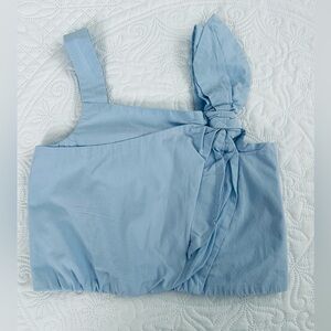 Zara light blue crop top with bow for girls, size 11-12